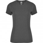 Camiseta jaspeada de algodón y poliéster para mujer 150 g/m2 Roly color negro