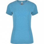 Camiseta jaspeada de algodón y poliéster para mujer 150 g/m2 Roly color turquesa