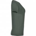 Camiseta jaspeada de algodón y poliéster para mujer 150 g/m2 Roly color verde jaspeado segunda vista lateral