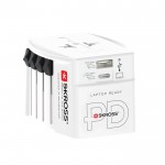 Adaptador de viaje mundial con 2 puertos y cable incluido Skross color blanco