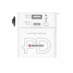Adaptador de viaje mundial con 2 puertos y cable incluido Skross color blanco tercera vista