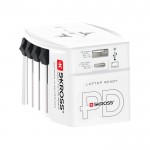 Adaptador de viaje mundial con 2 puertos y cable incluido Skross color blanco