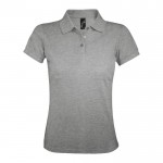 Polo mujer poliéster y algodón 200 g/m2 color gris jaspeado