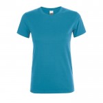Camisetas para mujer con logo 150 g/m2 color azul cian