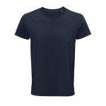 Camisetas de algodón orgánico de manga corta color azul marino