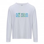 Camiseta de algodón semi peinado de manga larga y cuello redondo color blanco vista de impresión