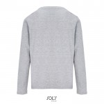 Camiseta de algodón semi peinado de manga larga y cuello redondo color gris jaspeado vista trasera