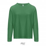 Camiseta de algodón semi peinado de manga larga y cuello redondo color verde octava vista
