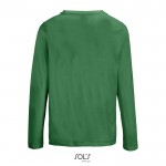 Camiseta de algodón semi peinado de manga larga y cuello redondo color verde vista trasera