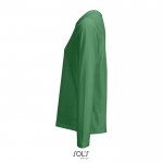 Camiseta de algodón semi peinado de manga larga y cuello redondo color verde vista lateral