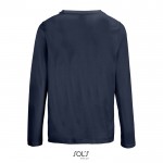 Camiseta de algodón semi peinado de manga larga y cuello redondo color azul marino vista trasera