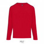 Camiseta de algodón semi peinado de manga larga y cuello redondo color rojo quinta vista