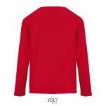 Camiseta de algodón semi peinado de manga larga y cuello redondo color rojo vista trasera