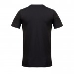 Camiseta promocional unisex de materiales reciclados de cuello redondo color negro vista trasera