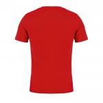 Camiseta promocional unisex de materiales reciclados de cuello redondo color rojo vista trasera