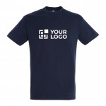 Camiseta unisex de algodón semipeinado de cuello redondo 150 g/m2 color azul ultramarino vista de impresión