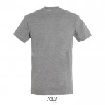 Camiseta unisex de algodón semipeinado de cuello redondo 150 g/m2 color gris jaspeado vista trasera