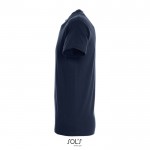 Camiseta unisex de algodón semipeinado de cuello redondo 150 g/m2 color azul ultramarino vista lateral