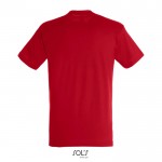 Camiseta unisex de algodón semipeinado de cuello redondo 150 g/m2 color rojo vista trasera