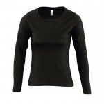 Camisetas para mujer manga larga 150 g/m2 color negro