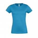 Camiseta mujer personalizable 190 g/m2 color azul cian
