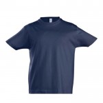 Camiseta algodón niños con logo 190 g/m2 color azul marino