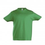 Camiseta algodón niños con logo 190 g/m2 color verde