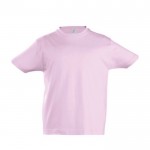 Camiseta algodón niños con logo 190 g/m2 color rosa claro