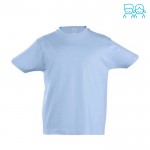 Camiseta algodón niños con logo 190 g/m2 color azul pastel