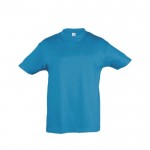 Camiseta para niños personalizable 150 g/m2 color azul cian