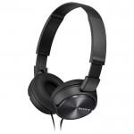 Cascos con cable y logotipo a todo color negros