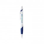 Bolígrafo de plástico blanco con detalle de color tinta azul vista principal