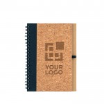 Cuaderno con tapa dura de corcho y RPET con boli B6 hojas lisas vista principal