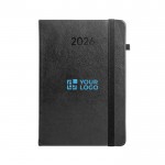Agenda de cuero sintético con portaboli y planificación diaria B5 vista principal