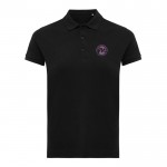 Polo piqué de algodón reciclado de mujer casual fit 220 g/m2 Iqoniq color negro vista con logo