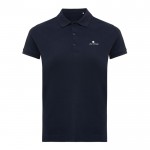 Polo piqué de algodón reciclado de mujer casual fit 220 g/m2 Iqoniq color azul marino vista con logo
