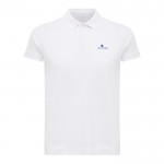 Polo piqué de algodón reciclado de mujer casual fit 220 g/m2 Iqoniq color blanco roto vista con logo