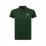 Polo piqué de algodón reciclado de mujer casual fit 220 g/m2 Iqoniq color verde bosque vista con logo