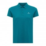 Polo piqué de algodón reciclado de mujer casual fit 220 g/m2 Iqoniq color verde pastel vista con logo
