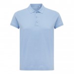Polo piqué de algodón reciclado de mujer casual fit 220 g/m2 Iqoniq color azul cian