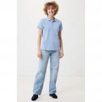 Polo piqué de algodón reciclado de mujer casual fit 220 g/m2 Iqoniq color azul cian