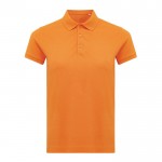 Polo piqué de algodón reciclado de mujer casual fit 220 g/m2 Iqoniq color naranja