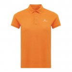 Polo piqué de algodón reciclado de mujer casual fit 220 g/m2 Iqoniq color naranja vista con logo
