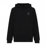 Sudadera infantil de algodón recicladocon capucha 280 g/m2 Iqoniq color negro vista con logo