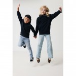 Sudadera infantil de algodón recicladocon capucha 280 g/m2 Iqoniq color negro