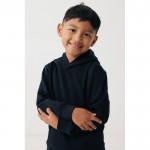 Sudadera infantil de algodón recicladocon capucha 280 g/m2 Iqoniq color negro