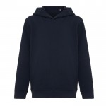 Sudadera infantil de algodón recicladocon capucha 280 g/m2 Iqoniq color azul marino