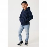 Sudadera infantil de algodón recicladocon capucha 280 g/m2 Iqoniq color azul marino