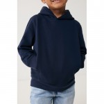 Sudadera infantil de algodón recicladocon capucha 280 g/m2 Iqoniq color azul marino