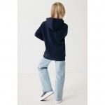 Sudadera infantil de algodón recicladocon capucha 280 g/m2 Iqoniq color azul marino